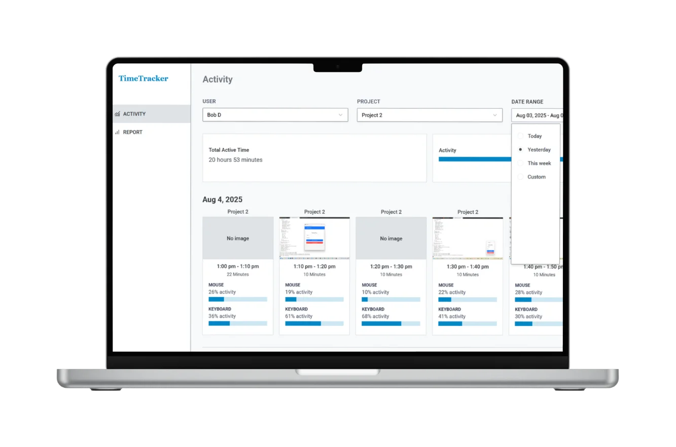 Time Tracking Application project screenshot
